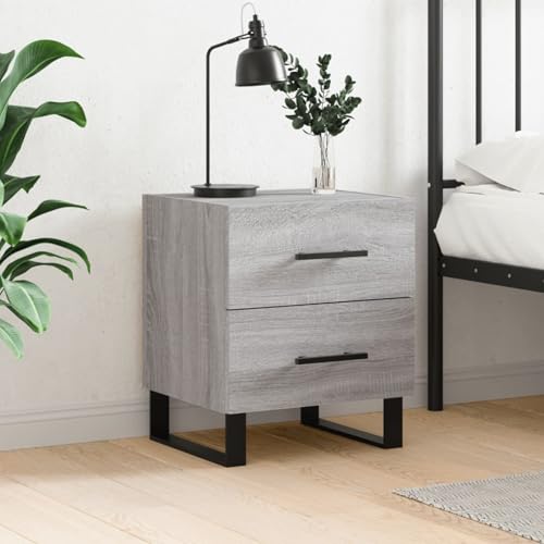 Nachttisch Grau Sonoma 40x35x47,5 cm Holzwerkstoff, Multifunktionaler Nachtkästchen für Schlafzimmer WG Seniorenzimmer