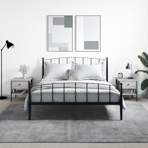 Fasba Nachttische 2 STK. Grau Sonoma 40x42x45 cm Holzwerkstoff, Beistelltisch mit viel Stauraum, Nachtschrank, Nachtkommode, Nachtkonsole