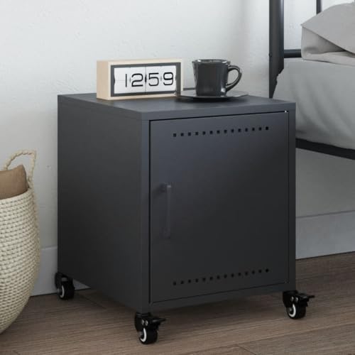 Xichuzi Nachttisch Anthrazit 36x39x43,5 cm Stahl, Nachtschrank, Nachtkästchen, Bedside Table, Nachtkommode, Nightstand, Nachttischschrank, Nachtkonsole - 846618