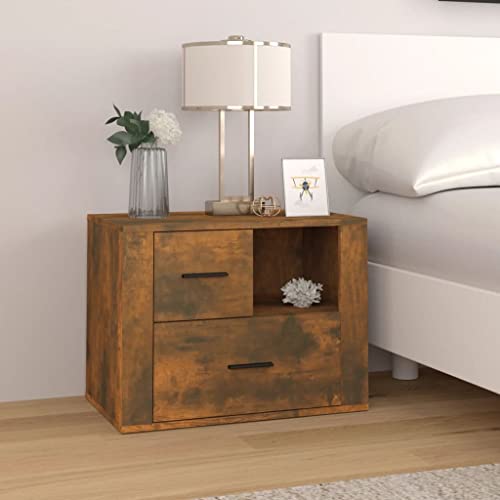 MOBCANT Nachttisch, Bett Organizer Nightstand Nachttischschrank Bedside Table Geeignet für Schlafzimmer Schlafsaal Wohnstube Wohnung Räuchereiche 60x36x45 cm Holzwerkstoff