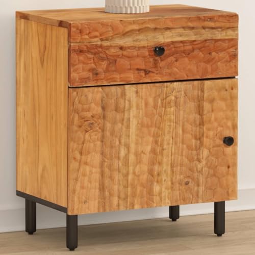 Gecheer Nachttisch 50x33x60 cm Massivholz Akazie, Nachtschrank Nachtkonsole Nachtkommode Schlafzimmer Schrank Kommode/ 356863