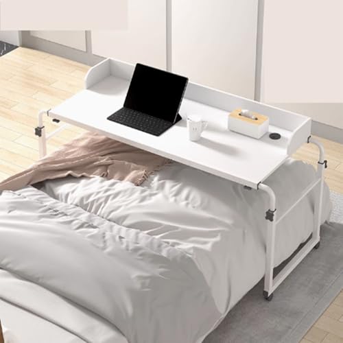 LIJBDDM Rollbarer Laptop-Schreibtisch über Dem Bett,Höhenverstellbarer Nachttisch Mit Rollen Für Büro, Schlafzimmer, Wohnzimmer(Color:Weiß)