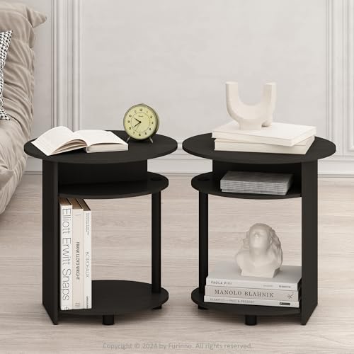 Furinno Tidur Schlichtes Design Oval Nachttisch Nachttisch Nussbaum 2er Set