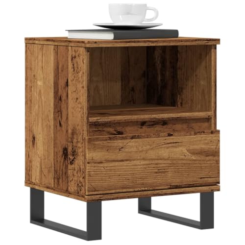 Rantry Nachttisch aus antikem Holz, 40 x 35 x 50 cm, aus mehrschichtigem Holz, Sideboard, Bodenschrank, Büromöbel, Nachttisch für Schlafzimmer, Modell 857376