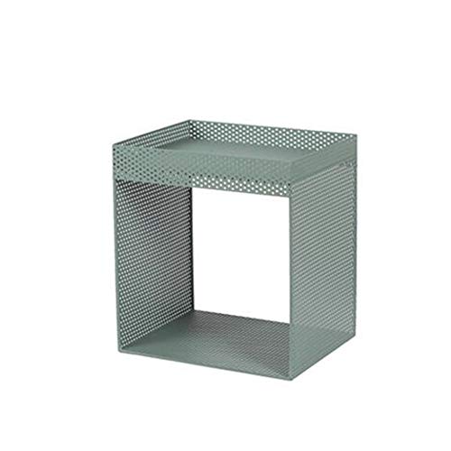 ShAzanz Schlafzimmer-Nachttisch aus Metall, Sofa- und Konsolentische, Telefontische, multifunktionaler kleiner Couchtisch, Metallgitter, 4 Farben (grün)