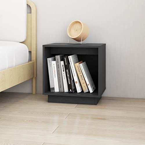NIVVHOH Nachttisch, Bedside Table Nightstand Bettablage Nachtkommode Geeignet für Wohnzimmer Schlafzimmer Wohnung Hotel Grau 40x30x40 cm Massivholz Kiefer