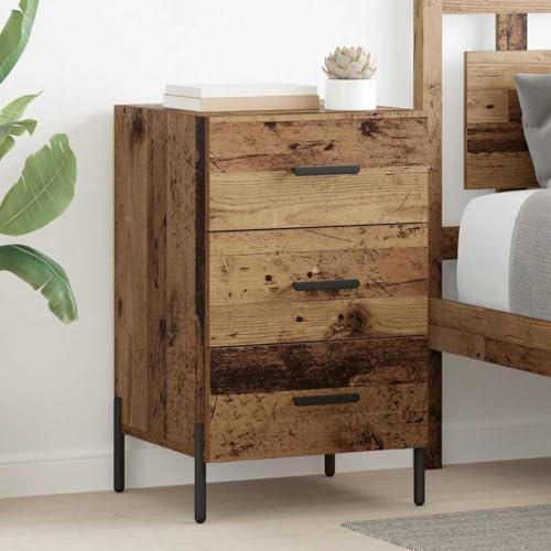 Mokuyary Nachttisch, Holz, antik, 40 x 40 x 66 cm, Holz, Beistelltisch, Sofa-Ende, Seitenschrank, einfache Montage für Schlafzimmer, Wohnzimmer - D