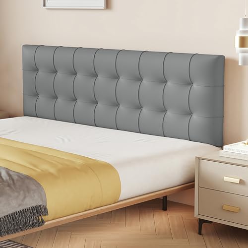 Graue gepolsterte Wandpaneele zum Abziehen und Aufkleben, 120 cm, Nachttisch-Kopfteil mit Anti-Kollisionspolsterung , selbstklebendes Schwamm-Kopfteil für Wandschutz, 5,5 cm Dicke