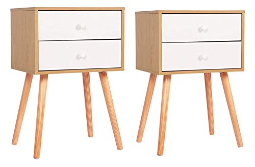 EASE Set mit 2 Nachttischen 2-Schubladen Nachttisch modernes skandinavisches Design, L40xB30xH60 cm (2)