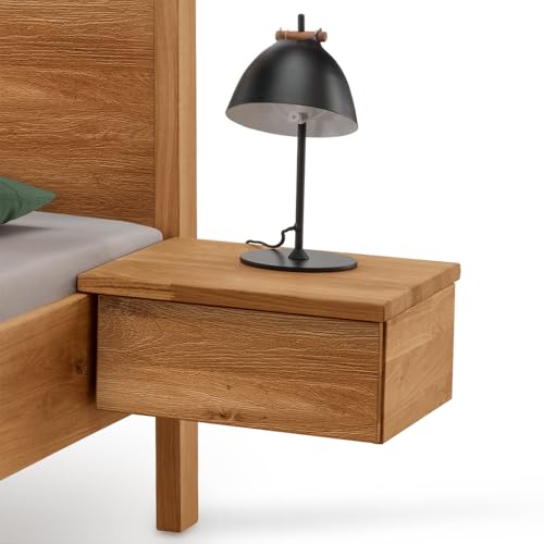 Lomadox Nachttisch 2er Set Nachtschrank Bettschrank Nachtkommode Nachtkästchen modern im Landhausstil, Eiche massiv