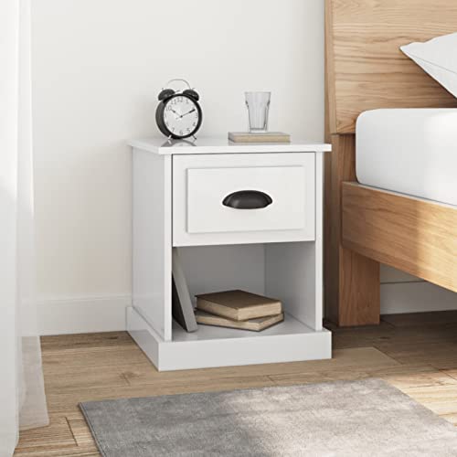 Fasba Nachttisch Hochglanz-Weiß 39x39x47,5 cm Holzwerkstoff, Beistelltisch mit viel Stauraum, Nachtschrank, Nachtkommode, Nachtkonsole/ 816132