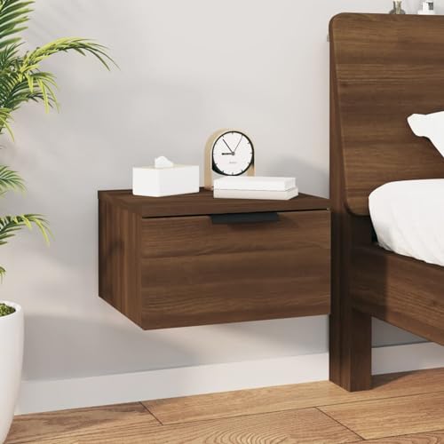 Fasba Wand-Nachttisch Braun Eichen-Optik 34x30x20 cm, Beistelltisch mit viel Stauraum, Nachtschrank, Nachtkommode, Nachtkonsole