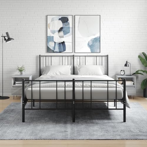 Fasba Nachttische 2 STK. Grau Sonoma 40x35x50 cm Holzwerkstoff, Beistelltisch mit viel Stauraum, Nachtschrank, Nachtkommode, Nachtkonsole/ 830633
