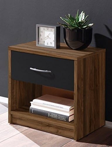 Stella Trading PEPE in Columbia Nussbaum Optik,   Schlichter Nachtschrank einer Schublade passend zu jedem Bett &   39 x 41 x 28 cm (B/H/T)