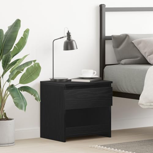 Gecheer Nachttisch Schwarz Eiche 40x30x39 cm Holzwerkstoff, Nachtschrank Nachtkonsole Nachtkommode Schlafzimmer Schrank Kommode