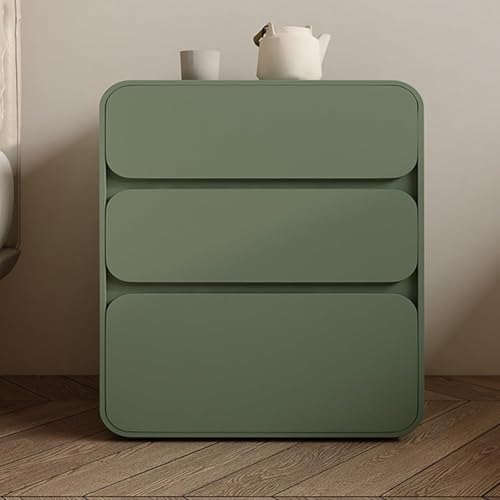 Nachttisch aus Massivholz mit 3 Schubladen, modernes weißes Leder-Finish, stilvoller Nachttisch für Schlafzimmer, keine Montage erforderlich