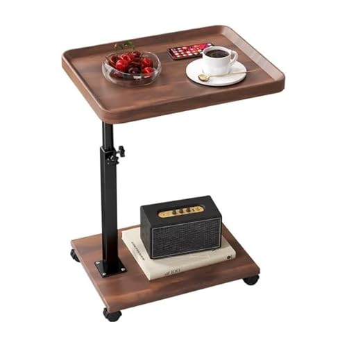 Nachttisch, Nachttisch, 360° drehbarer U-förmiger Couchtisch, drehbarer Couchtisch mit Rollen und Metallrahmen, Sofa Wohnzimmer und Schlafzimmer Tablett Tisch