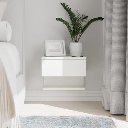 ComfortCove Nachttisch hängend, Nachtschrank, Nachtkästchen, Hängender Nachttisch, Schlanker Wandtisch mit Ablagefach, weiß Größe: B35 x H30 x T31,6 cm