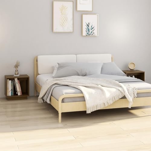 LVHUIDEH Nachttische 2er Set Honigbraun 40x30x40 cm Massivholz Kiefer
