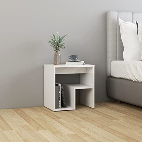 Fasba Nachttisch Hochglanz-Weiß 40x30x40 cm Holzwerkstoff, Beistelltisch mit viel Stauraum, Nachtschrank, Nachtkommode, Nachtkonsole