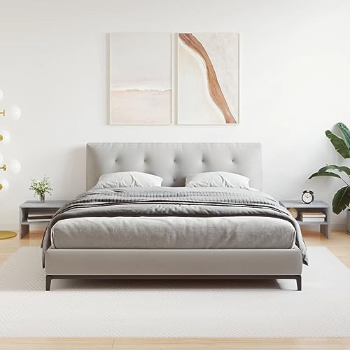 Mokuyary Nachttische, 2-teilig, Sonoma, Grau, 40 x 30 x 30 cm, Holz, Beistelltisch, Sofa-Ende, Seitenschrank, einfache Montage für Schlafzimmer, Wohnzimmer