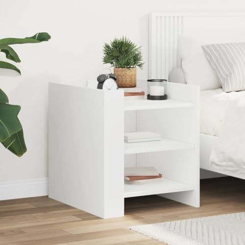 Iiaky Nachtschrank Bedside Table Beistellschrank Nightstand Weiß 45x50x50 Holzwerkstoff // 848290