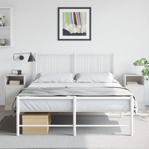 Frdhee Nachttischschrank, Nachttische 2 STK. Weiß 34,5x39x62 cm Stahl Nachtmode für Schlafzimmer, Flur, Wohnzimmer