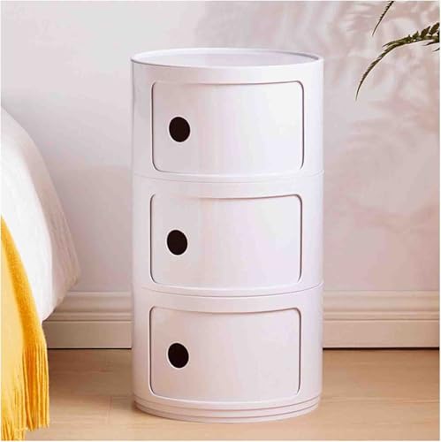 Runder Nachttisch mit Schubladen – Nachttisch im nordischen Stil für Schlafzimmer, modernes Design, funktionale und stilvolle Möbel