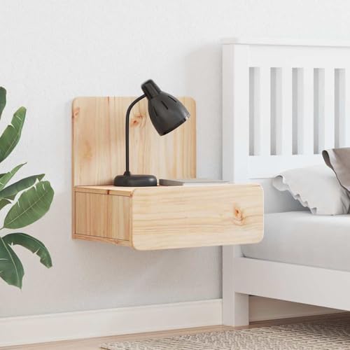 Gecheer Wandmontierter Nachttisch Braun 44 x 32,5 x 40 cm Massivkiefer, Nachtkästchen Beistelltisch für Schlafzimmer Gästezimmer Wohnheim873487