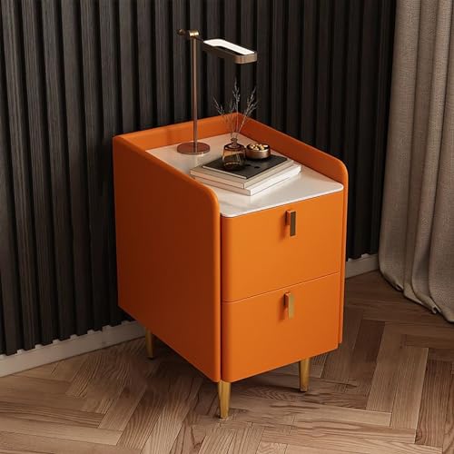Schmaler Nachttisch mit 2 Schubladen, schmaler Nachttisch aus der Mitte des Jahrhunderts, moderner Beistelltisch mit PU-Leder-Finish für Schlafzimmer & Wohnzimmer