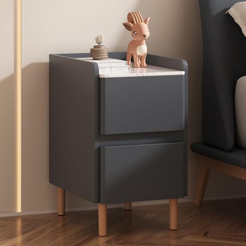 Nachttisch aus Holz mit Schubladen, moderner Nachttisch aus Kunstleder für Schlafzimmer