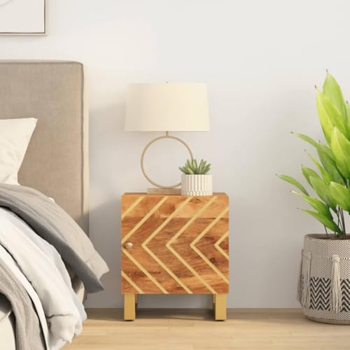 Youuihom Nachttisch Braun und Schwarz Massivholz Mango Beistelltische Fürs Wohnzimmer Beistelltisch Klein Bedside Tables Nightstand für Wohnzimmer Schlafzimmer Bad Jugendzimmer