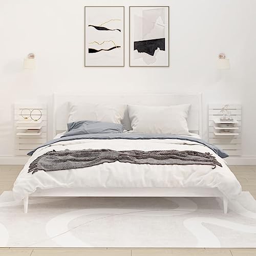 Generisch Wand-Nachttische 2 STK. Weiß Massivholz Kiefer,jiangboyue-824764