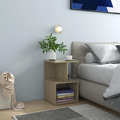 Ziaphsol Nachttisch Sonoma-Eiche 35x35x55 cm, eleganter Beistelltisch für Schlafzimmer und Wohnzimmer, Holzwerkstoff für Bücher, Zeitschriften und Deko, praktischer Nachtschrank