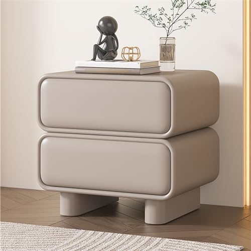 Nachttisch mit zwei Schubladen, kein Zusammenbau aus Massivholz, moderner minimalistischer Aufbewahrungsschrank, luxuriöser Kunstleder-Sofa-Beistellt isch für Wohnzimmer