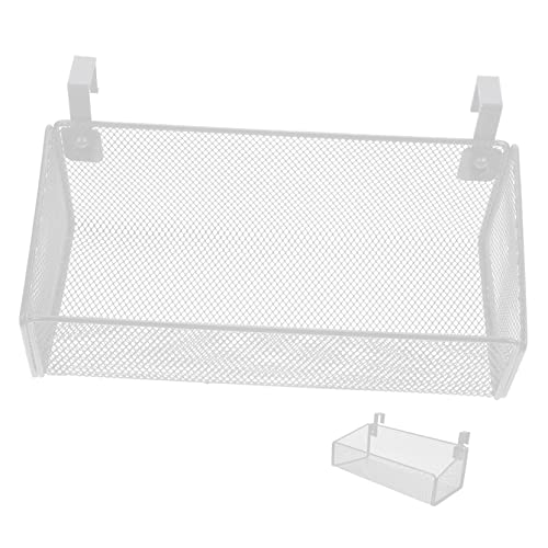 POPETPOP Metallgeflecht Hängekorb für Bett Nachttisch Organizer Platzsparender Aufbewahrungskorb für Studentenwohnheim und Schlafzimmer Kleines Weißes Regal zum Einhängen Am Bett