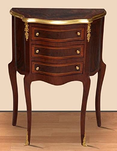 Casa Padrino Barock Nachtkommode Dunkelbraun/Gold - Handgefertigte Massivholz Kommode im Barockstil - Antik Stil Nachttisch - Beistelltisch mit 3 Schubladen - Barock Möbel