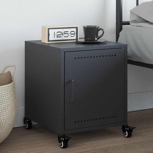 MOBCANT Nachttisch, Bett Organizer Nachtischschränke Nachtisch Beistelltisch Geeignet für Hotel Schlafsaal Schlafzimmer Wohnstube Anthrazit 36x39x43,5 cm Stahl