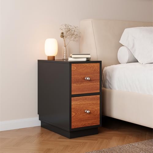 CHBCJJYP Schmaler Nachttisch mit 2 Schubladen, Schmaler Nachttisch, Kleiner Schlafzimmerschrank, Vintage-Stil(20x40x50cm)