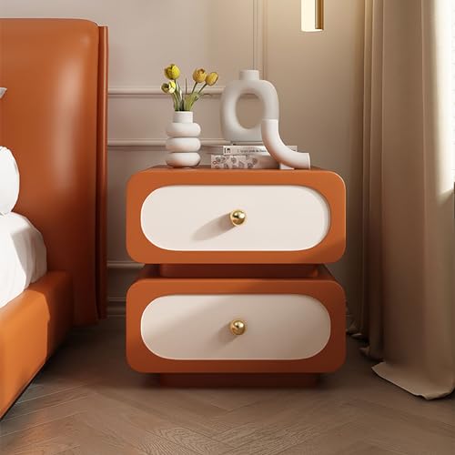 Nachttisch, Kunstleder-, minimalistischer mit 2 Schubladen, Massivholzrahmen, Keine Montage erforderlich, für Schlafzimmer, Büro, Wohnzimmer