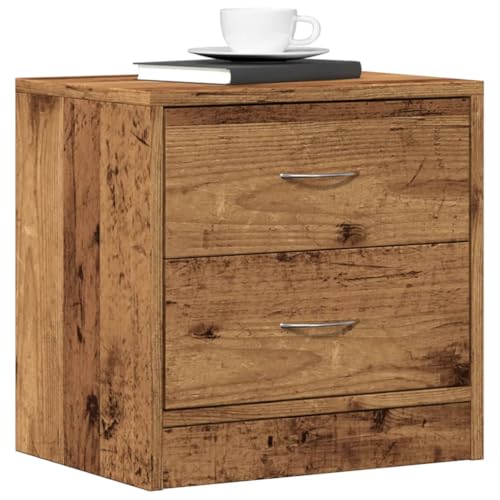Moderner Nachttisch mit 2 Schubladen, Nachttisch aus Holz in Vintage-Holzoptik, ideal für Schlafzimmer & Wohnzimmer, 40 x 30 x 40 cm, Holzwerkstoff-Design