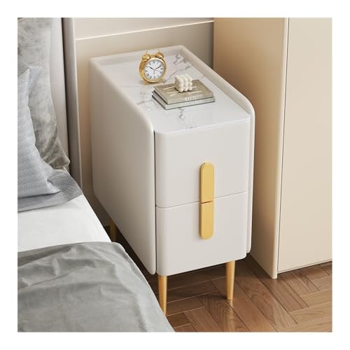 Nachttisch, Vintage Nachttisch, schmaler Nachttisch, Nachttisch aus Holz, weißer Nachttisch, Aufbewahrung, leicht, kratzfest, einfach zu montieren für Schlafzimmer, Wohnzimmer