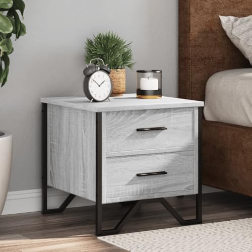 Fasba Nachttische 2 STK. Grau Sonoma 40x41x40 cm Holzwerkstoff, Beistelltisch mit viel Stauraum, Nachtschrank, Nachtkommode, Nachtkonsole