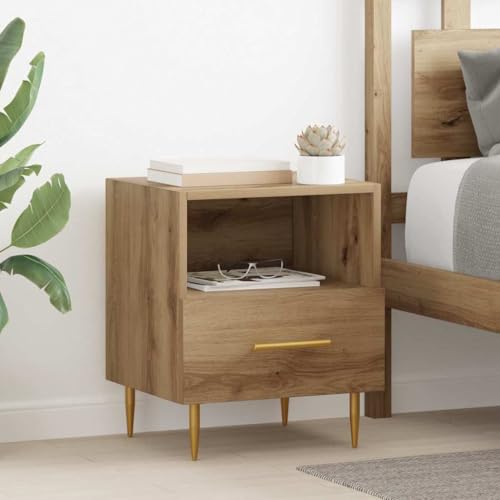 Mokuyary Nachttisch 2 pcs Braun 40 x 35 x 47,5 cm Holzwerkstoff Beistelltisch, Nachtschrank Schlafzimmer, modern für Wohnzimmer Schlafzimmer Arbeitszimmer Gästezimmer