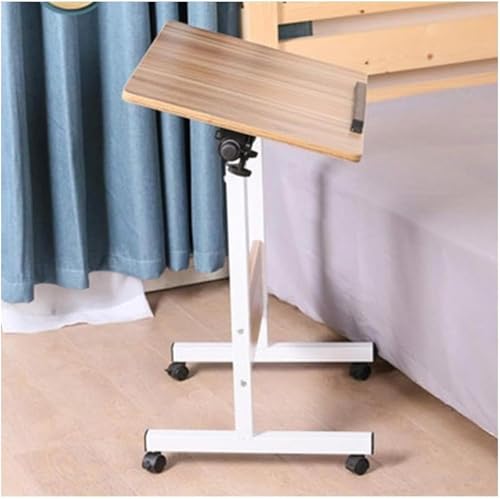 HPTHLY Stahlrahmen Überbetttisch Kippbarer Nachttisch mit Rollen Laptoptisch Home Beistelltisch Klappbarer Computertisch