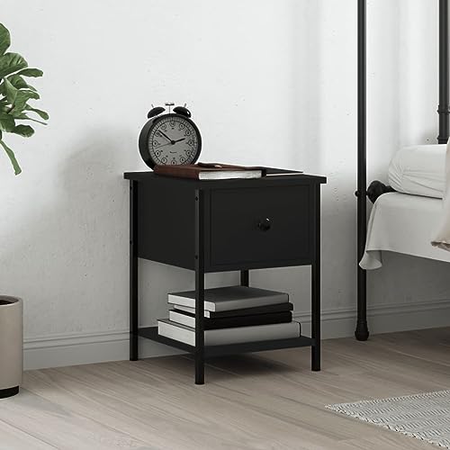 MOBCANT Nachttisch, Side Table Nachttischschrank Couchtisch Nachtkasten Geeignet für Schlafsaal Schlafzimmer Wohnung Hotel Schwarz 34x35,5x45 cm Holzwerkstoff