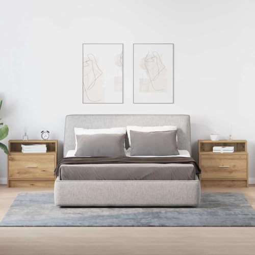 HEFZGDB Nachttische mit Schublade 2 STK. Artisan-Eiche 51x31x47 cm Sideboard Wohnzimmer Nachtkästchen Beistelltisch Nachtkasten für Wohnzimmer Schlafzimmer Gästezimmer Hotel