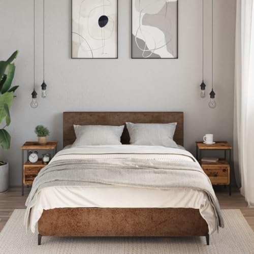 Rantry Nachttische aus antikem Holz, 2 Stück, 34 x 36 x 50 cm, aus mehrschichtigem Holz, Sideboard, Schrank, Bodenschrank, Büromöbel, Nachttisch für Schlafzimmer, Möbel