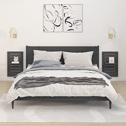 Generisch Wand-Nachttische 2 STK. Grau Massivholz Kiefer,jiangboyue-824770