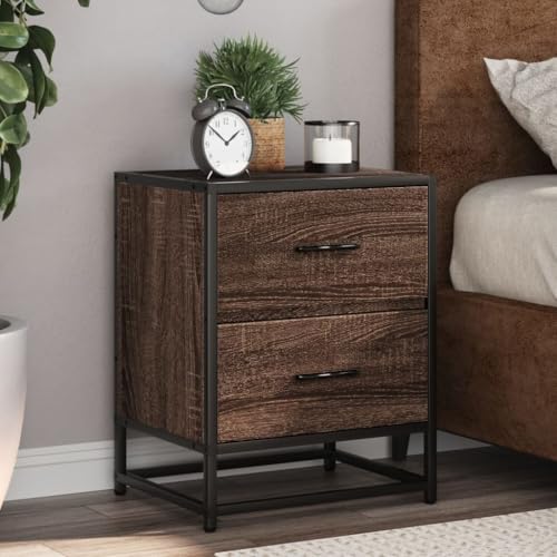 Fasba Nachttisch Braun Eichen-Optik 40x31x50 cm Holzwerkstoff, Beistelltisch mit viel Stauraum, Nachtschrank, Nachtkommode, Nachtkonsole